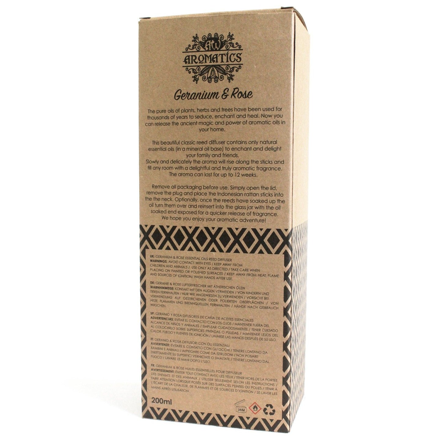 Diffusore di aromi con oli essenziali Geranio e Rosa 200 ml