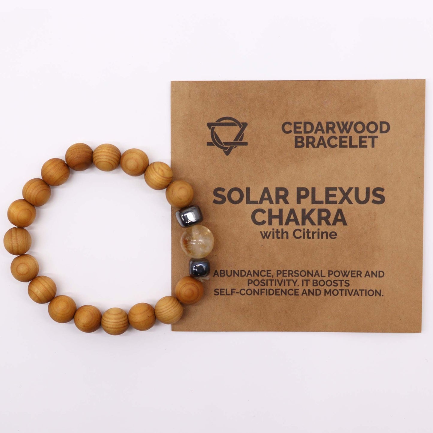 Bracciale in legno di cedro per il chakra del plesso solare con citrino