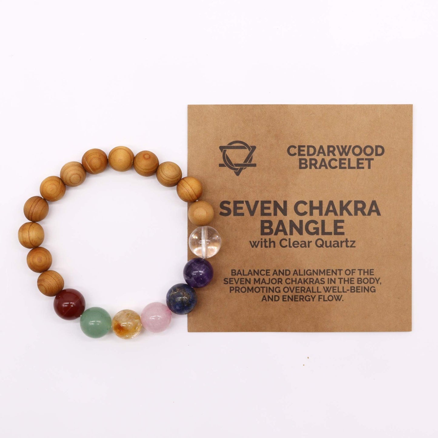 Bracciale in legno di cedro con sette chakra