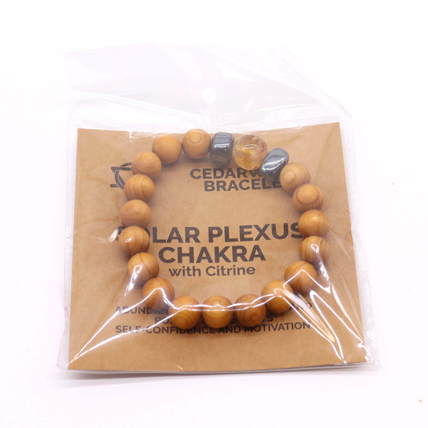 Bracciale in legno di cedro per il chakra del plesso solare con citrino