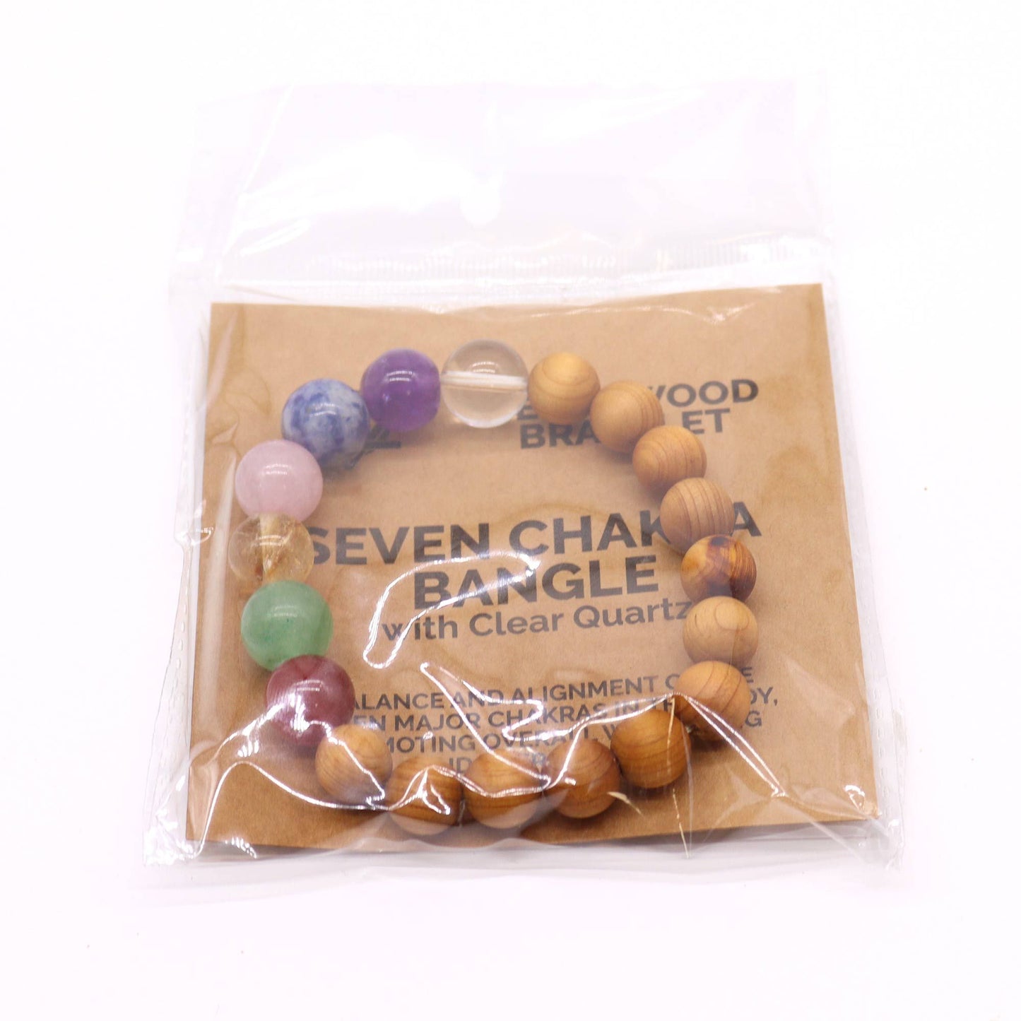 Bracciale in legno di cedro con sette chakra