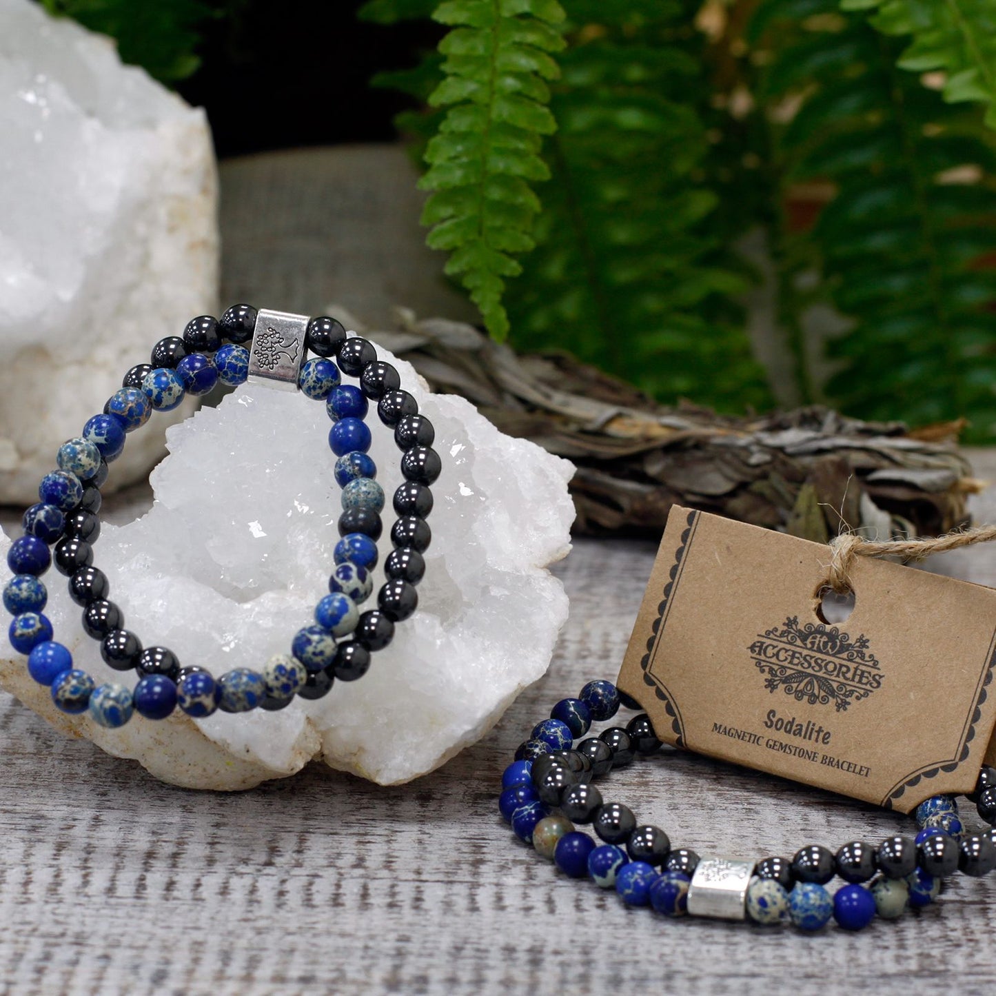 Bracciale magnetico con pietre preziose – sodalite