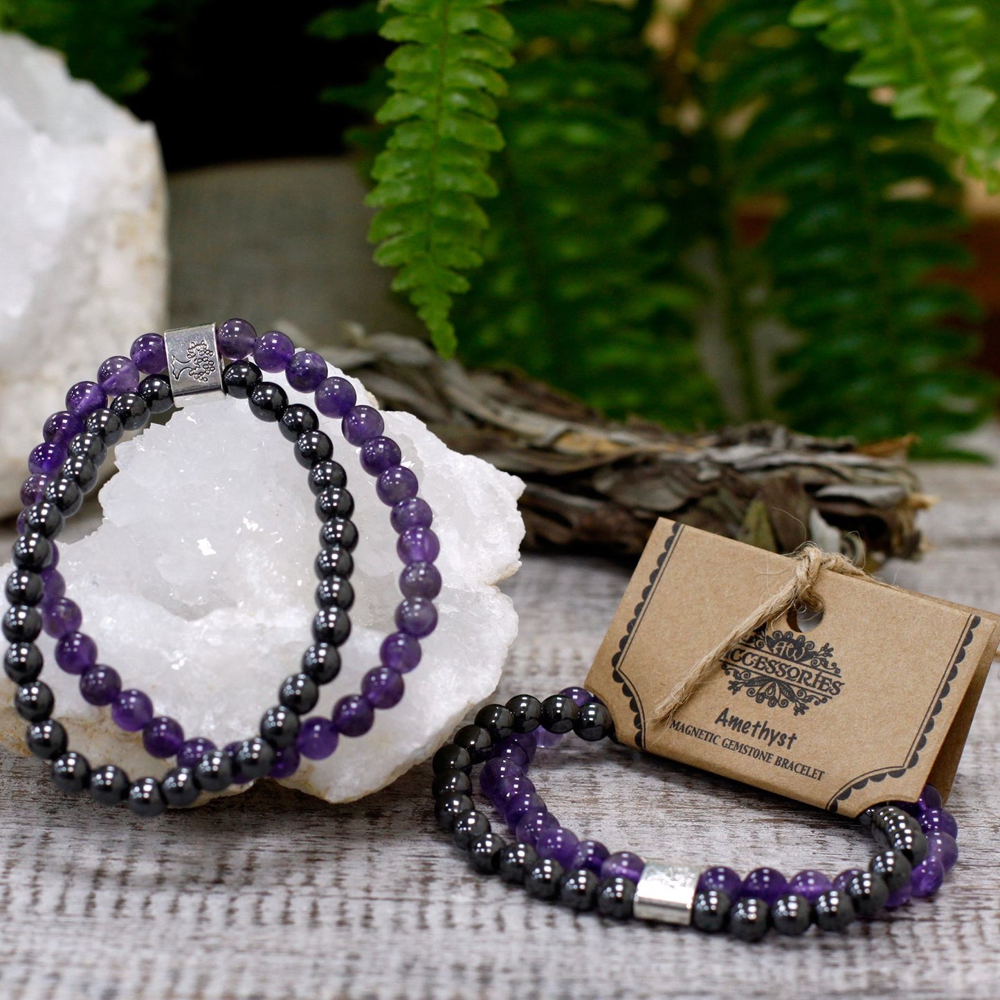 Bracciale magnetico con pietre preziose – ametista