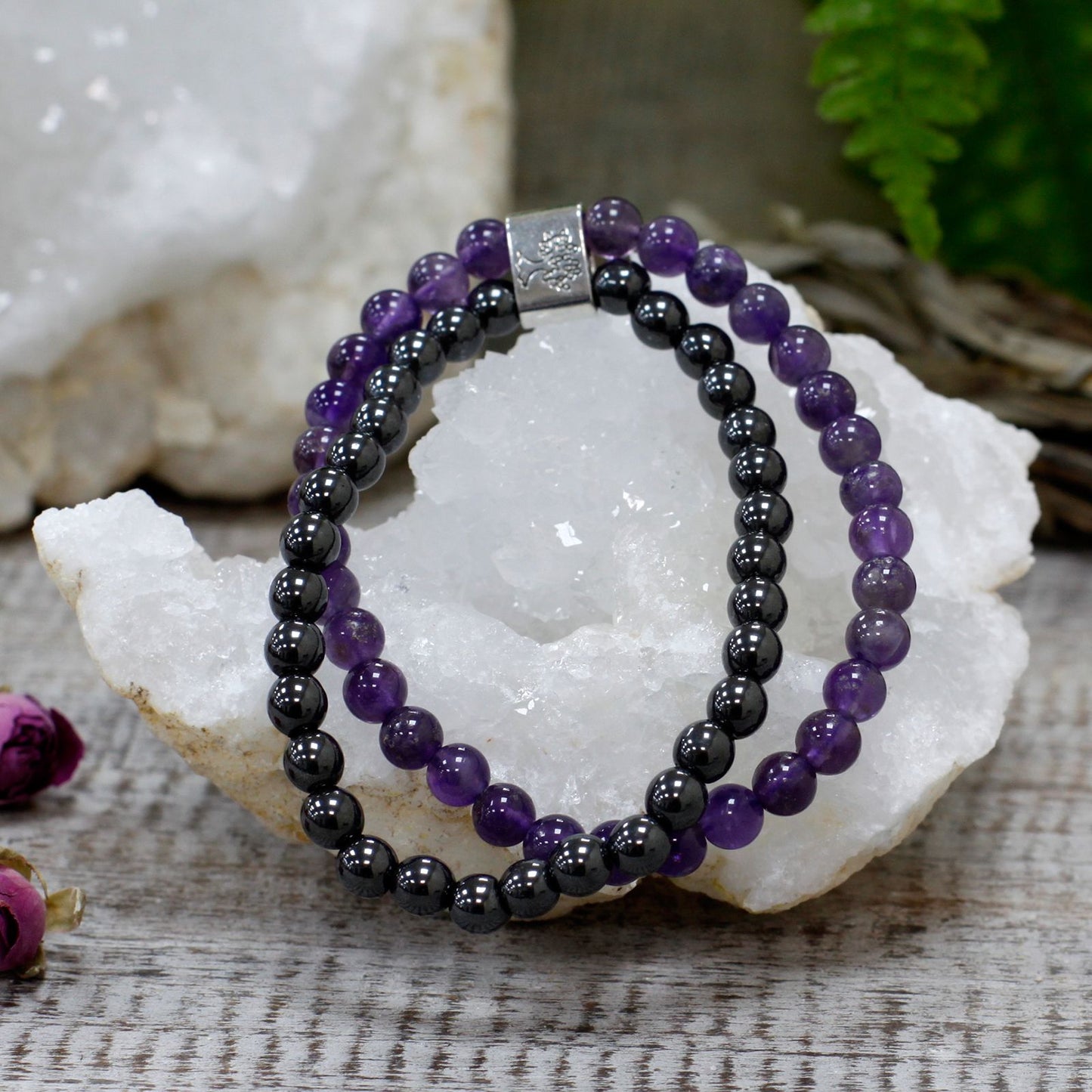 Bracciale magnetico con pietre preziose – ametista