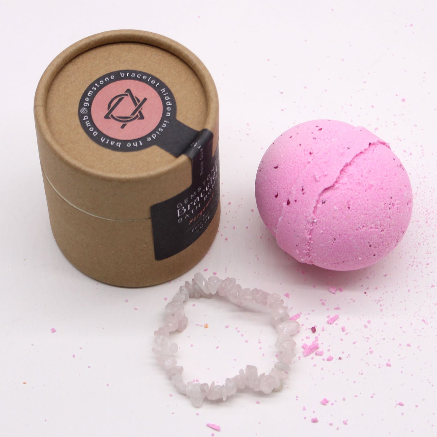 Bomba da bagno con braccialetto di quarzo rosa