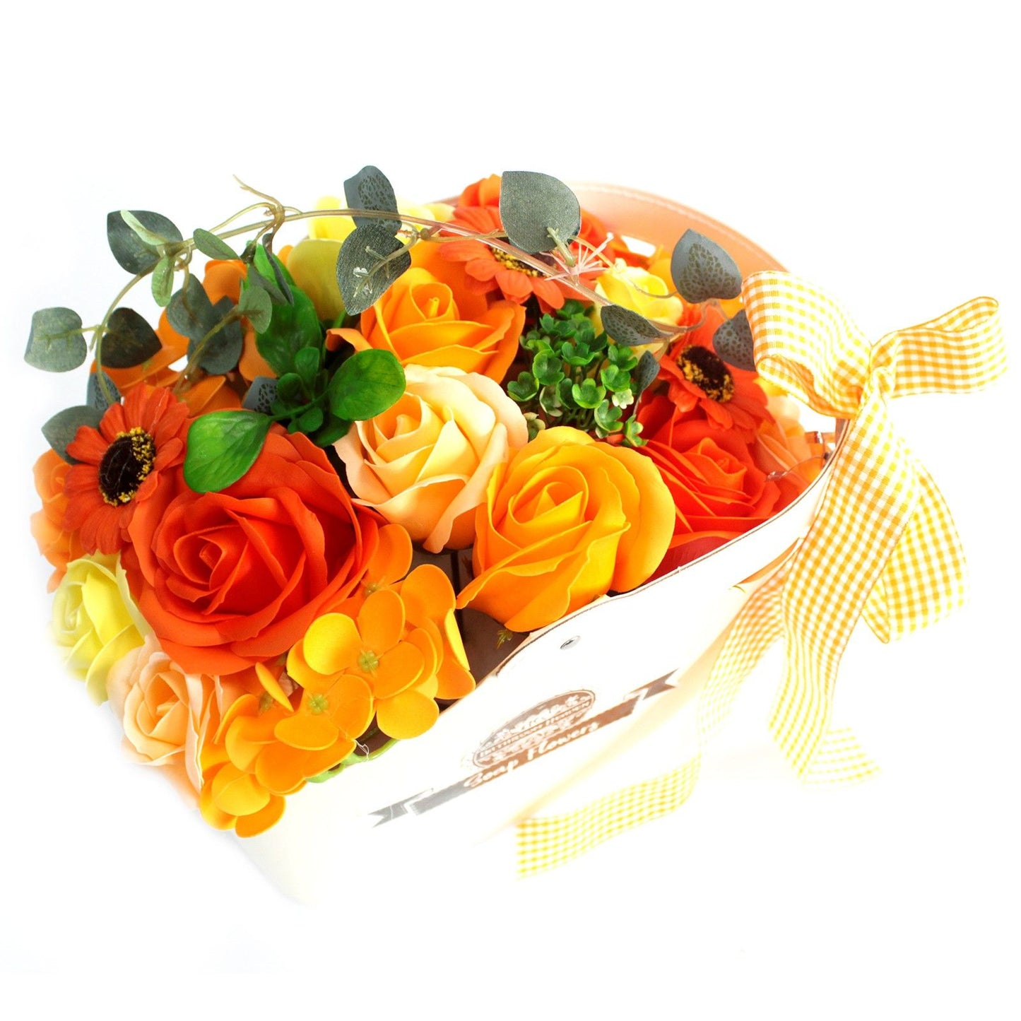 Bouquet di fiori di sapone a forma di cestino - Arancione