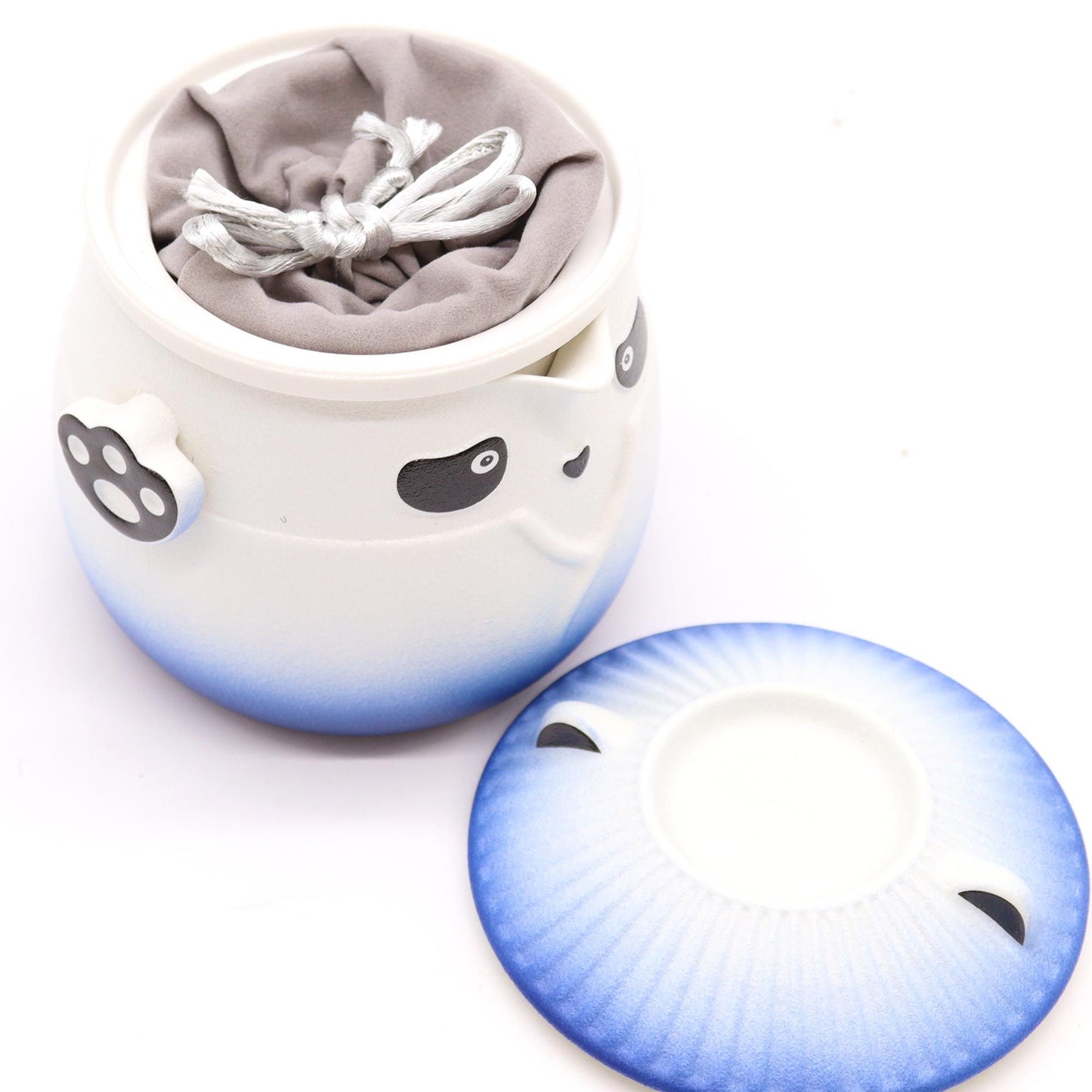 Set teiera e tre tazze Panda - Azzurro cielo