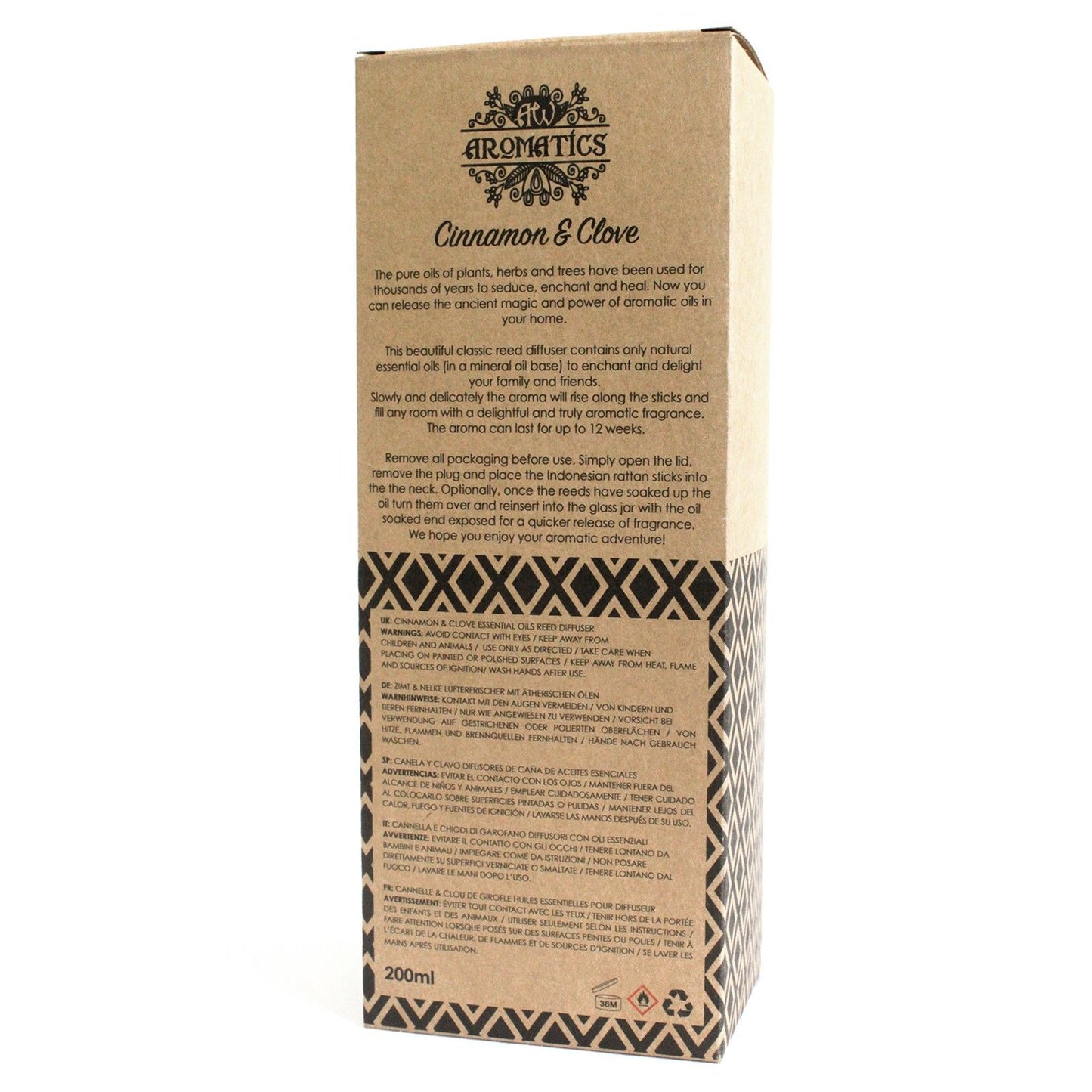 Diffusore di aromi con oli essenziali Cannella e Chiodi di Garofano 200 ml