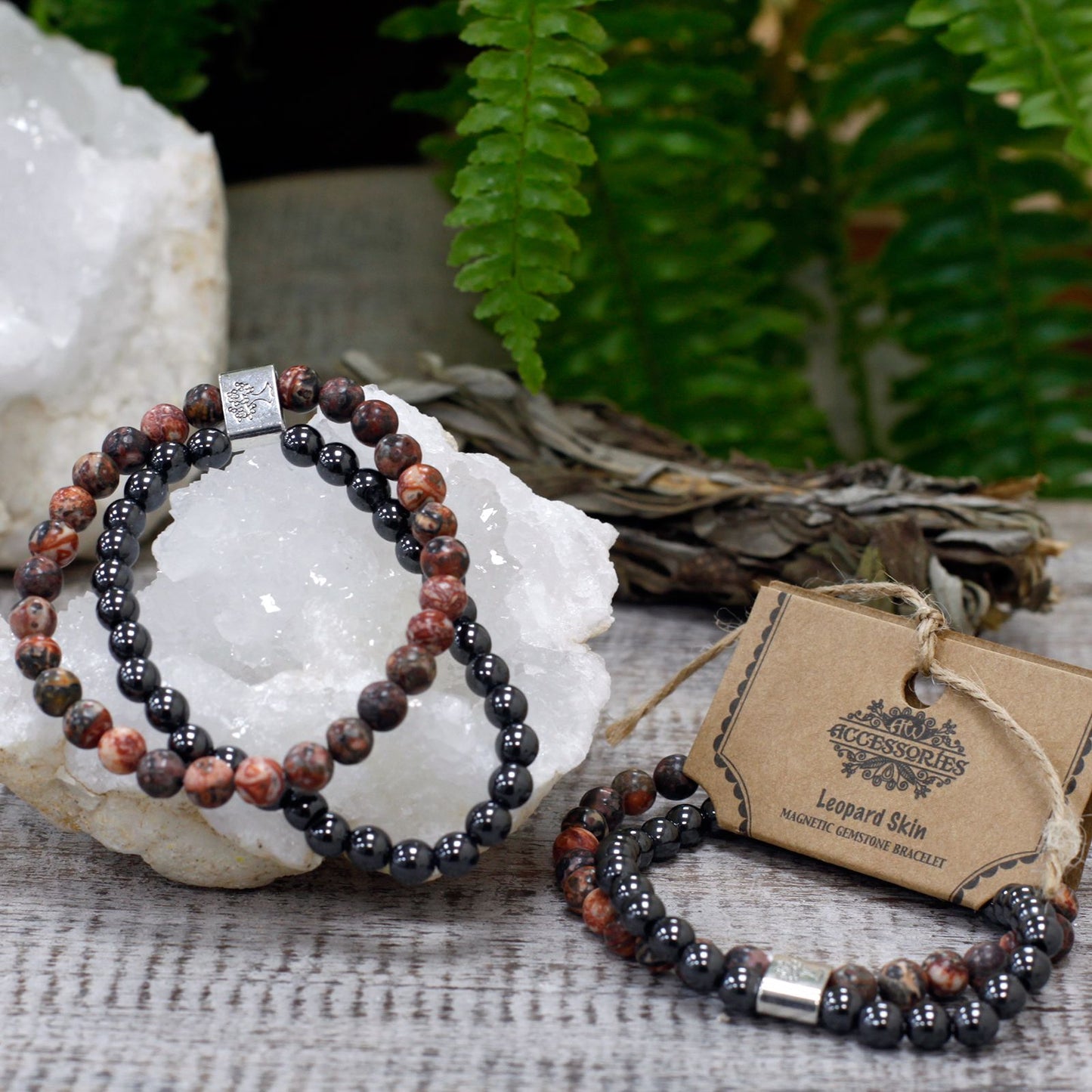 Bracciale magnetico con pietre preziose – diaspro leopardo