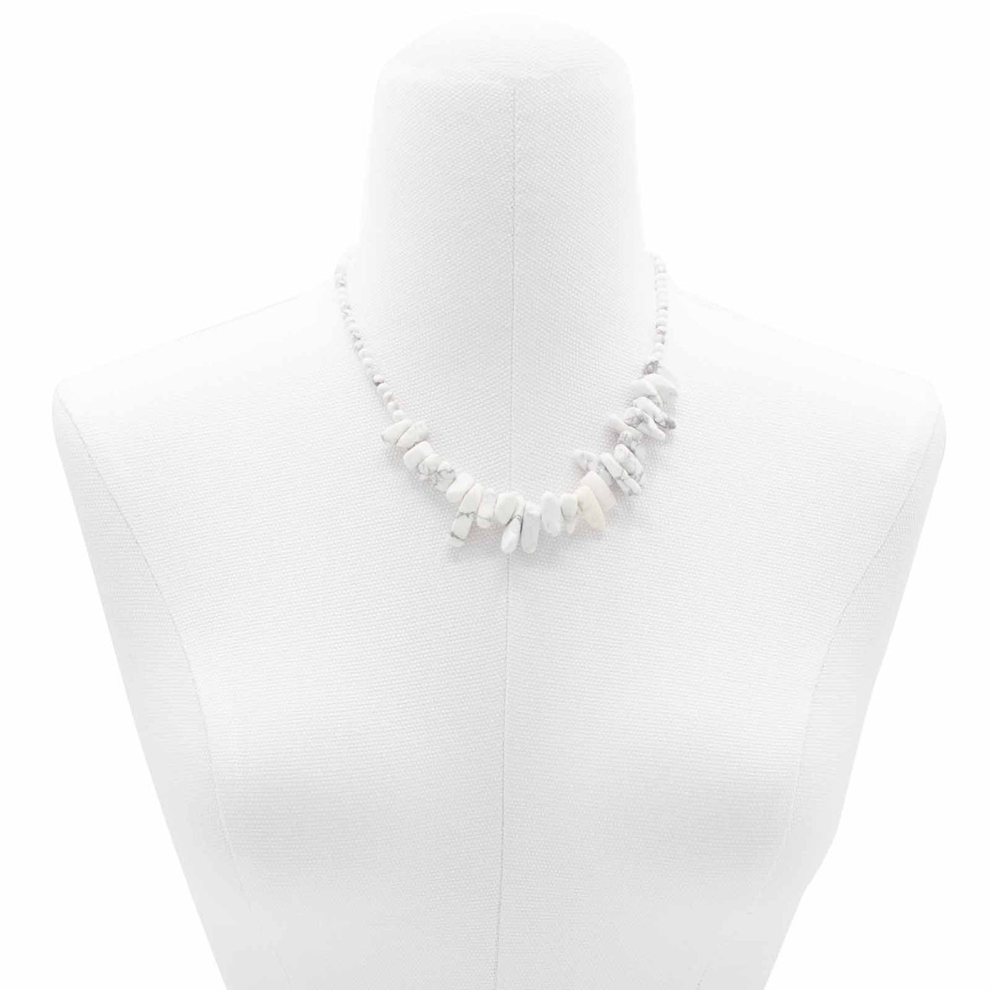 Collana con pietra allungata – diaspro bianco