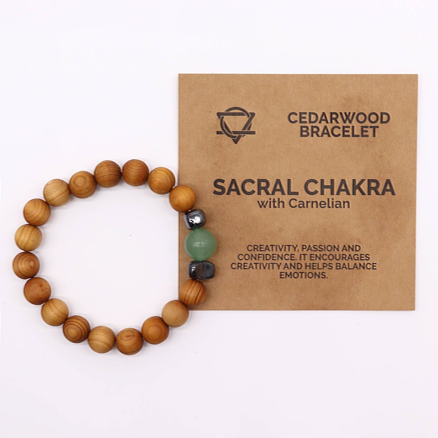 Bracciale in legno di cedro per il chakra sacrale con avventurina