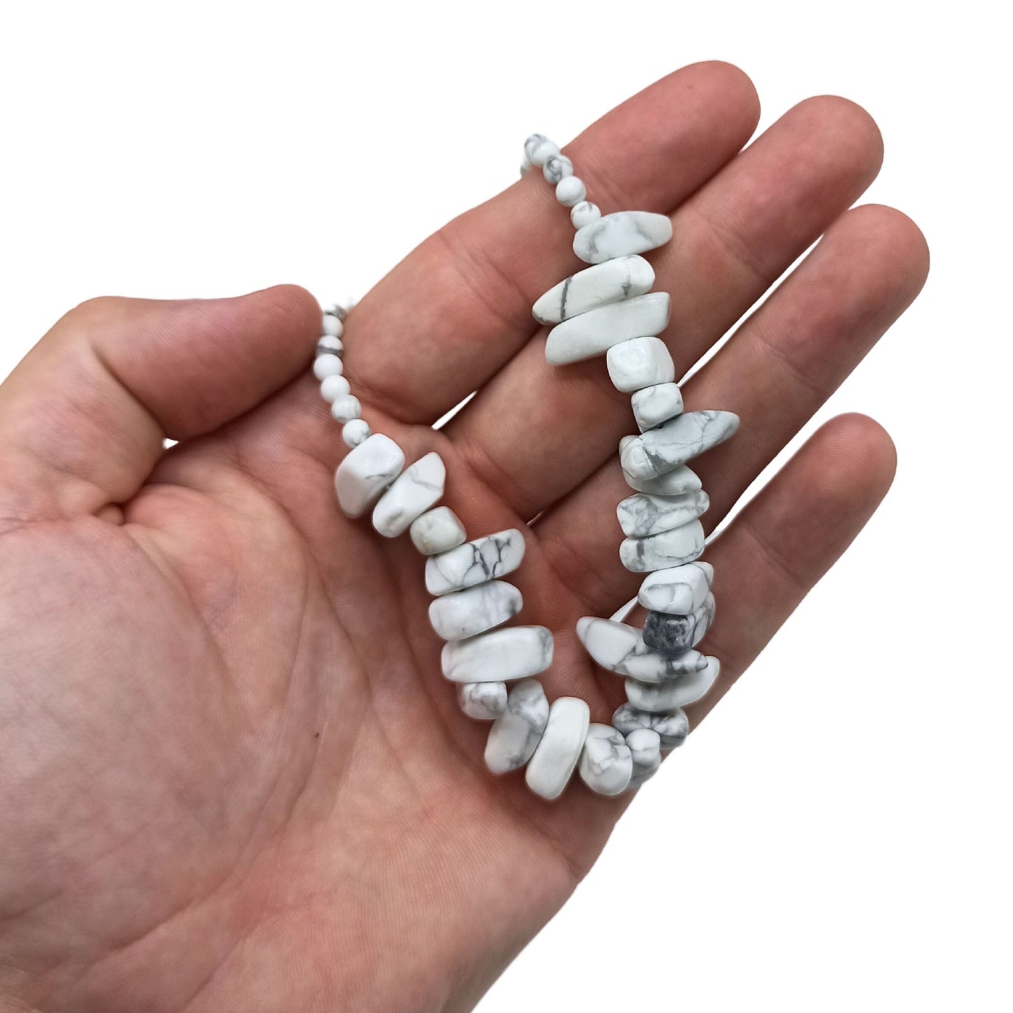 Collana con pietra allungata – diaspro bianco