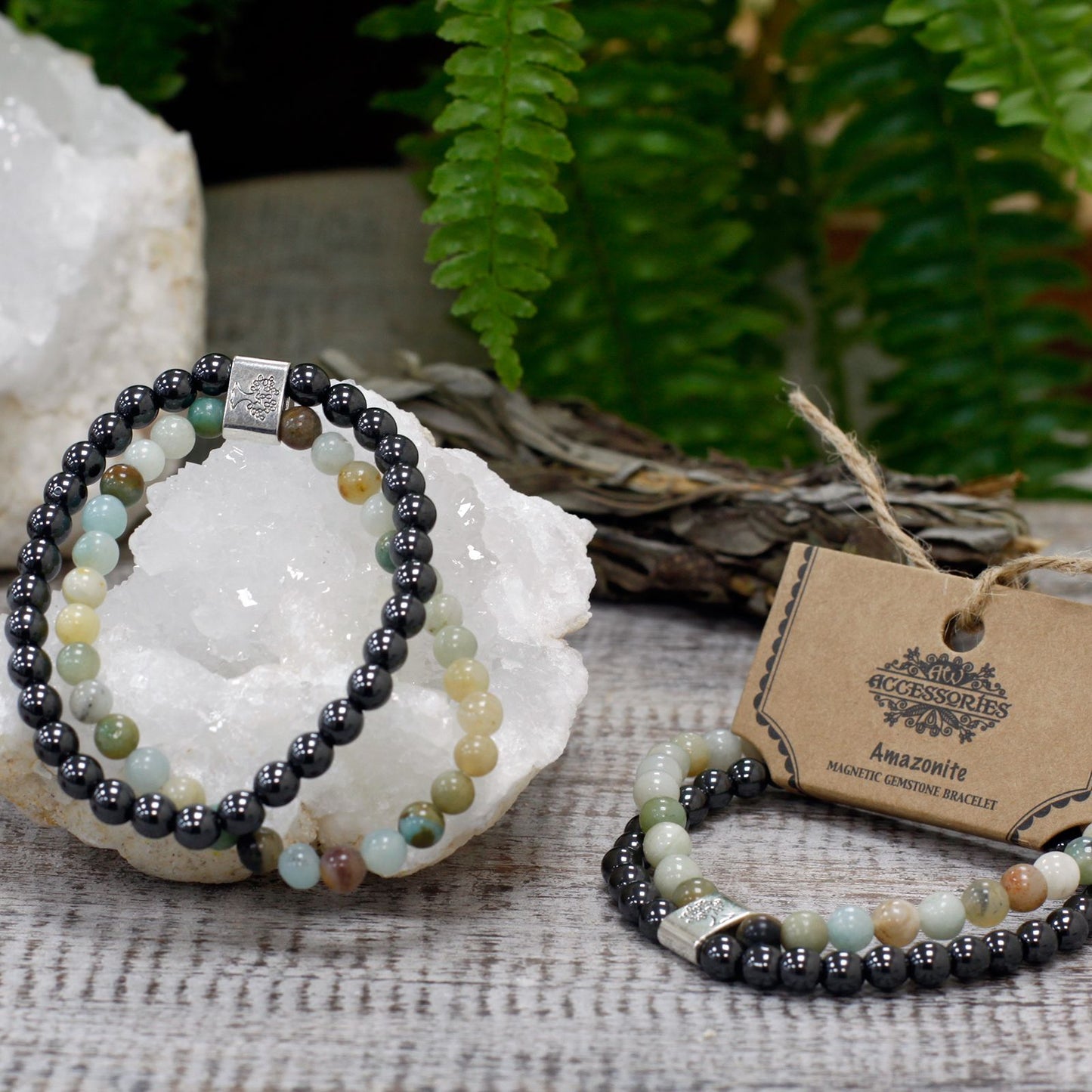Bracciale magnetico con pietre preziose – amazzonite