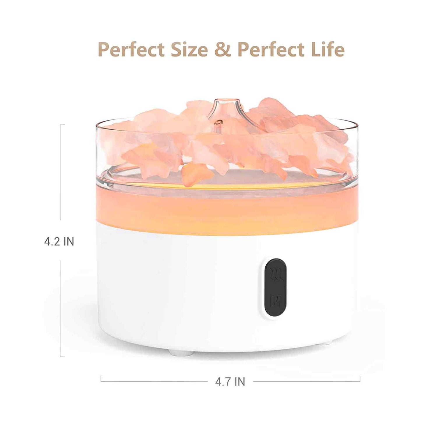 Diffusore di aromi al sale dell'Himalaya - Luce notturna - USB-C - Effetto fiamma (sale incluso)