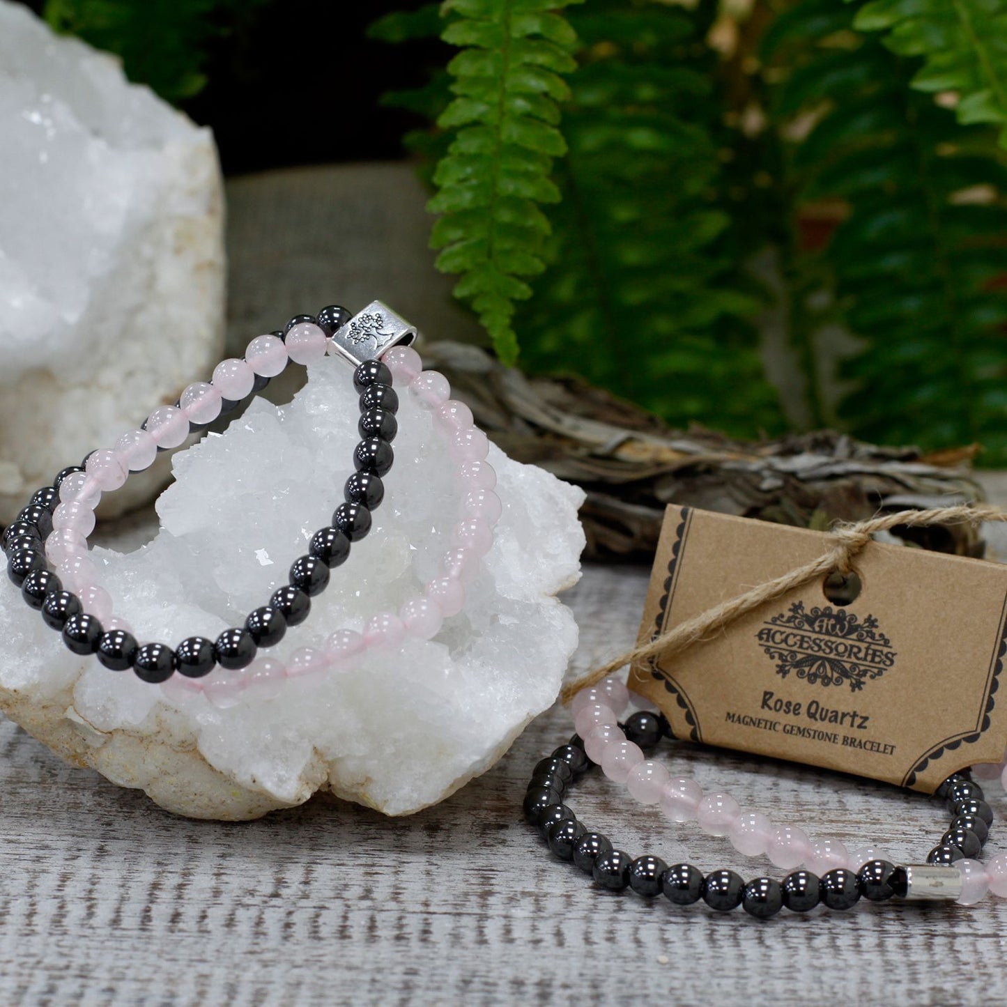 Bracciale magnetico con pietre preziose – quarzo rosa