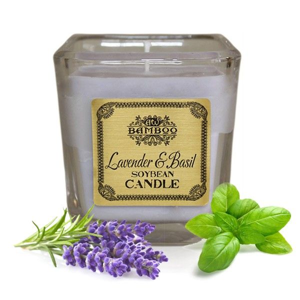Candele in barattolo di soia - Lavanda e basilico
