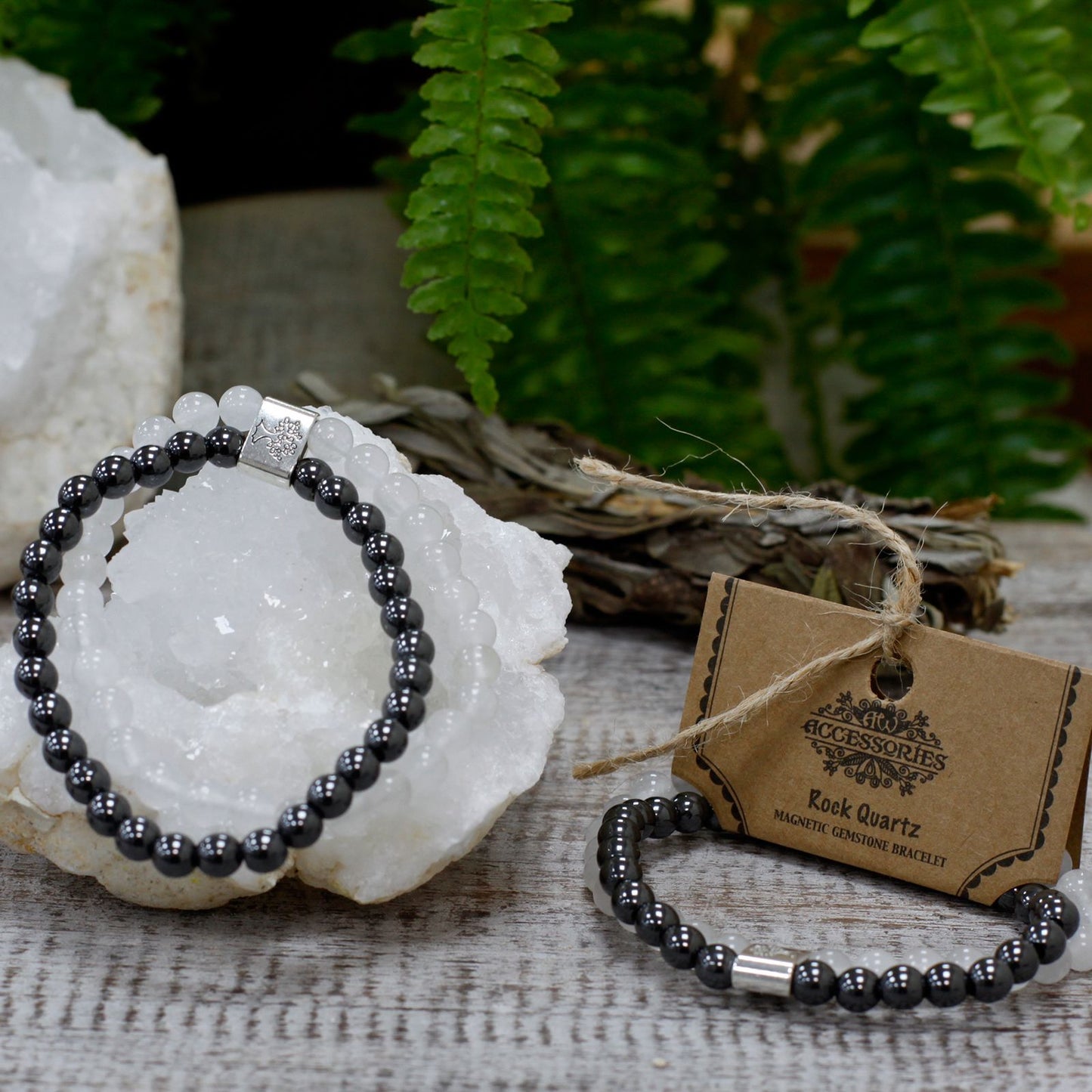 Bracciale magnetico con pietre preziose – cristallo di rocca
