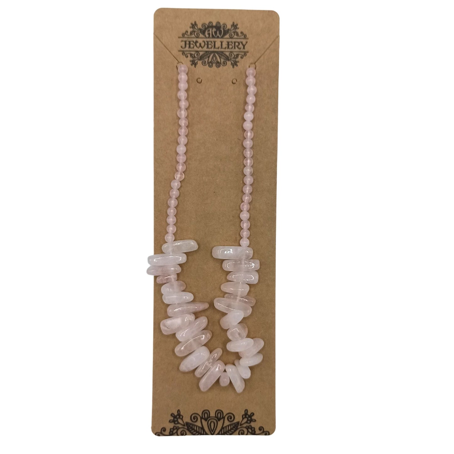 Collana con pietra allungata – quarzo rosa