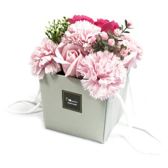 Bouquet di fiori di sapone - Rosa rosa e garofano