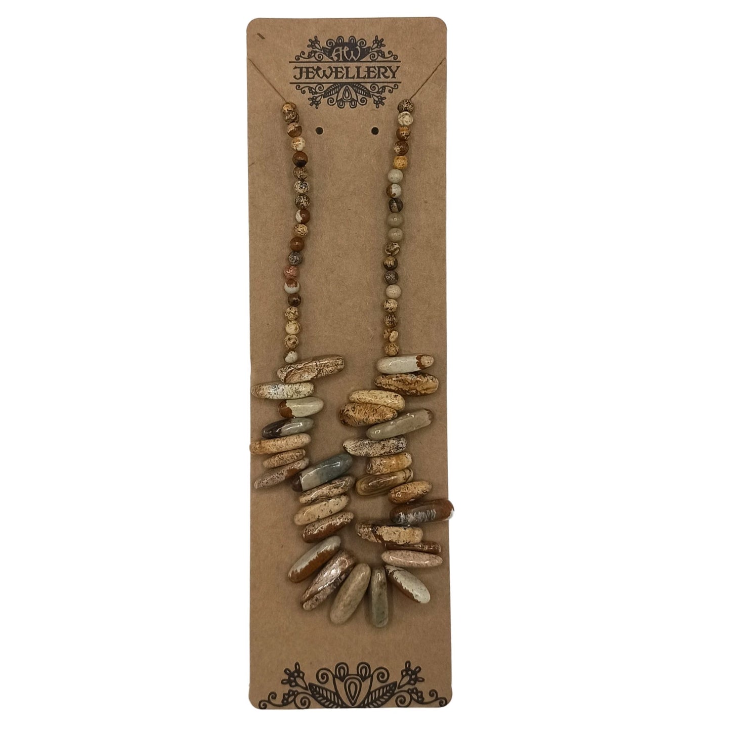 Collana con pietra allungata – Pietra mappa (turchese africano)