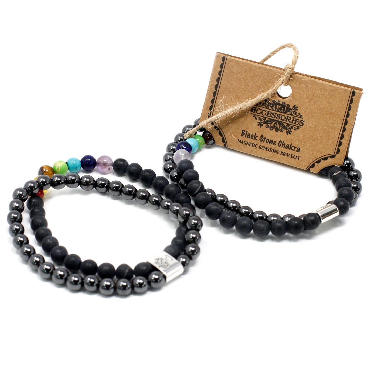 Bracciale magnetico con pietre preziose – pietra nera (chakra)