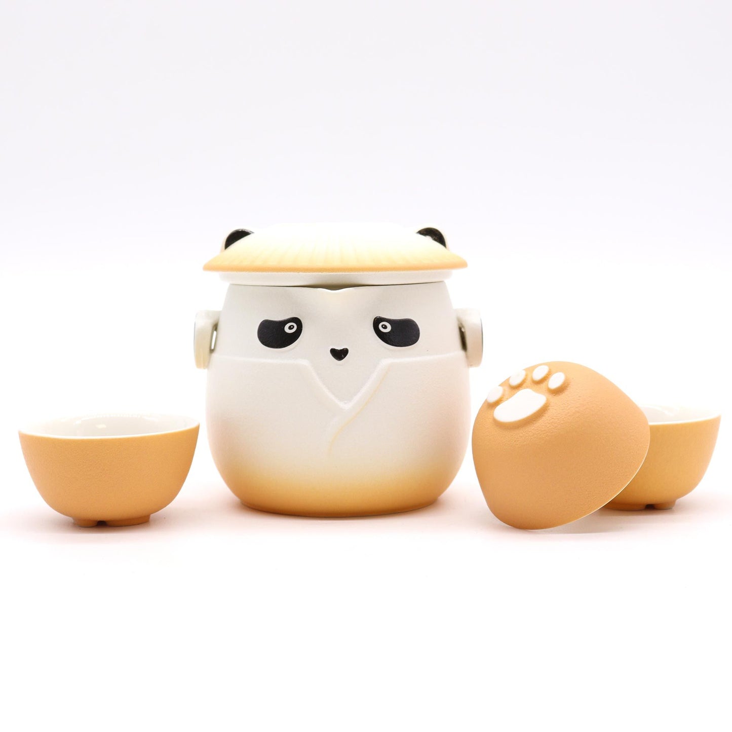 Set teiera e tre tazze Panda - arancione
