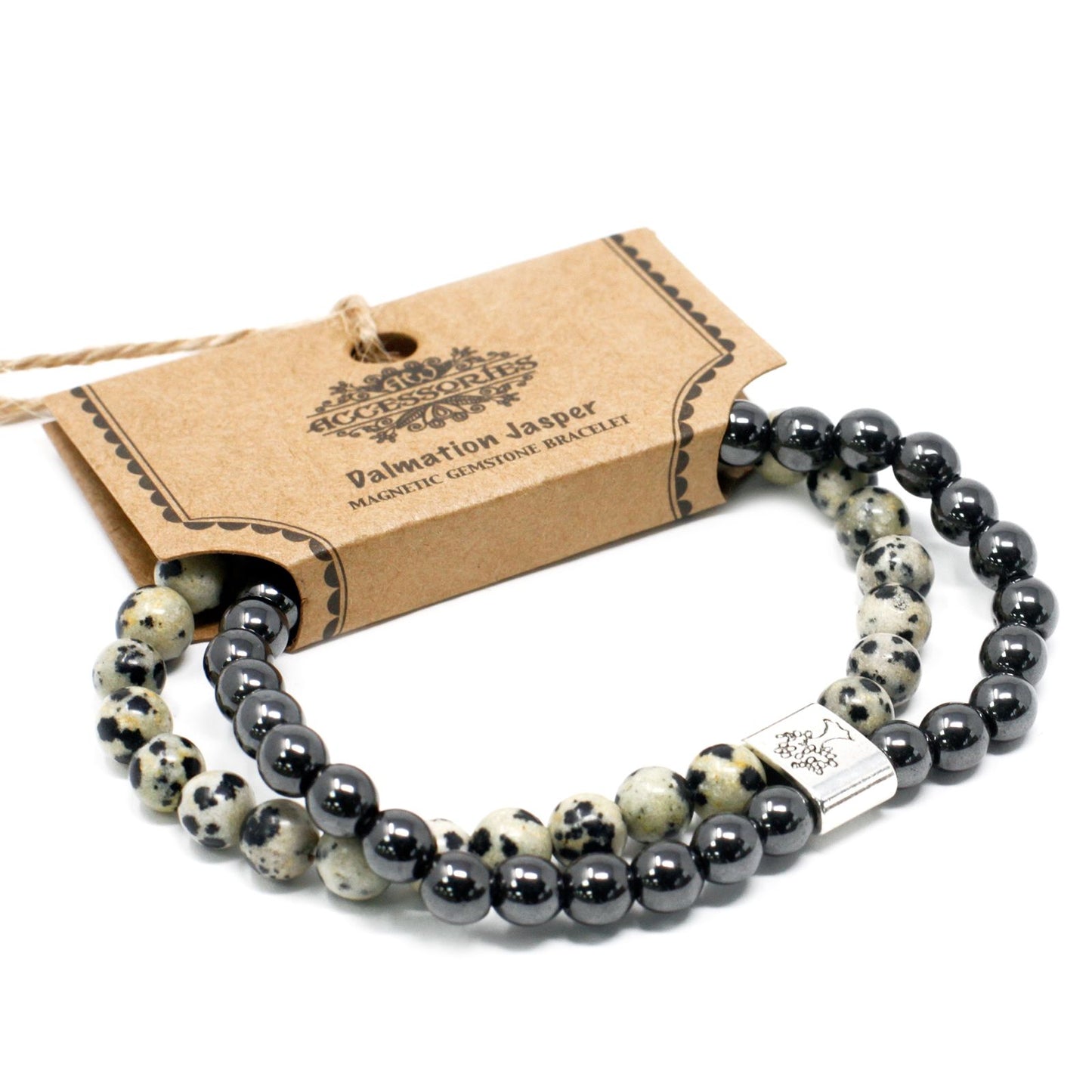 Bracciale magnetico con pietre preziose – diaspro dalmata