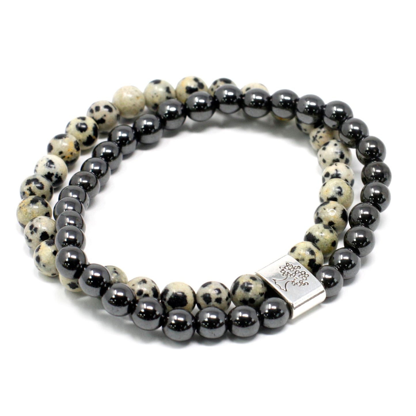 Bracciale magnetico con pietre preziose – diaspro dalmata