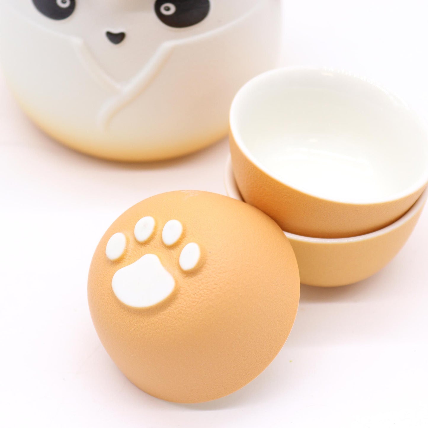 Set teiera e tre tazze Panda - arancione