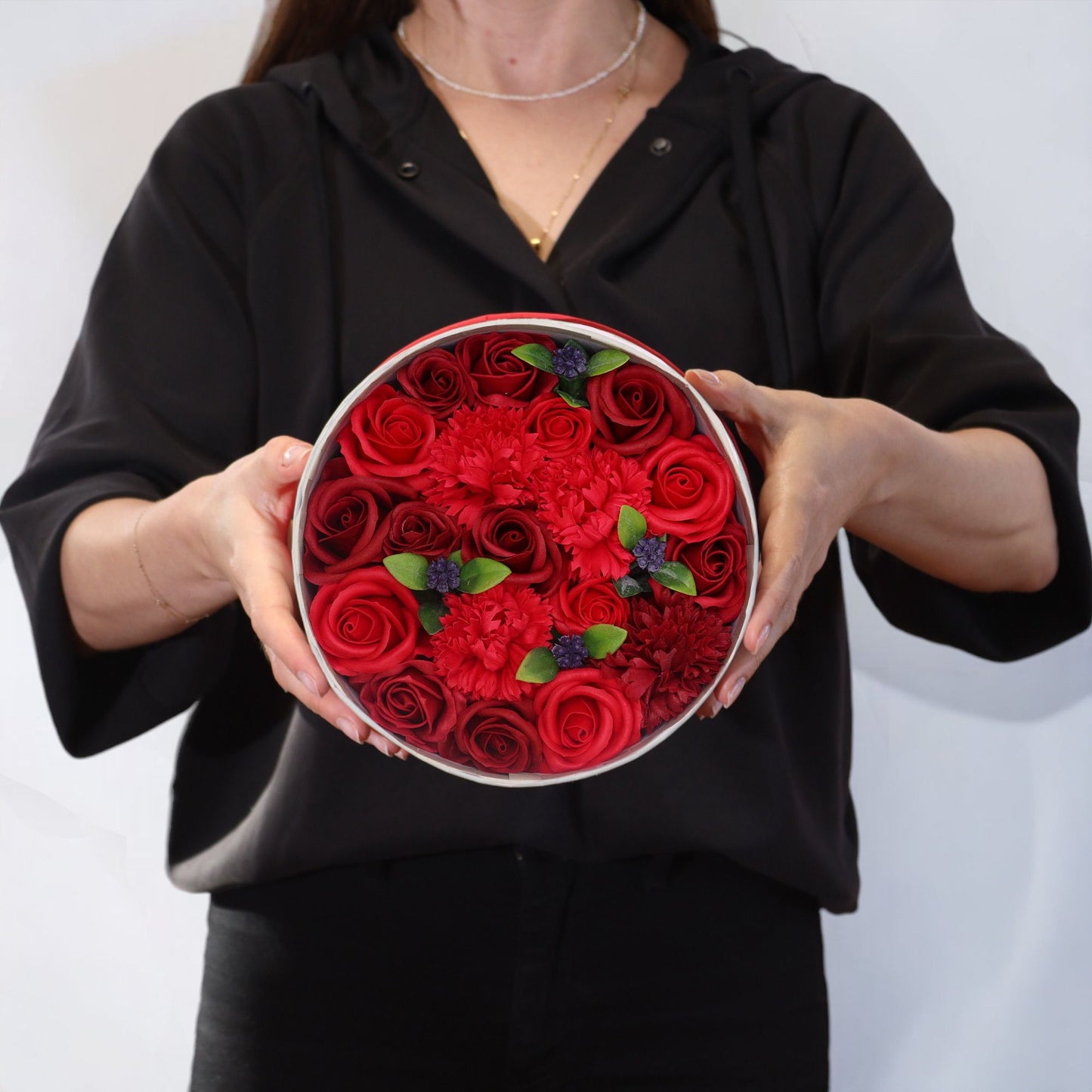 Scatola rotonda - Rose rosse classiche