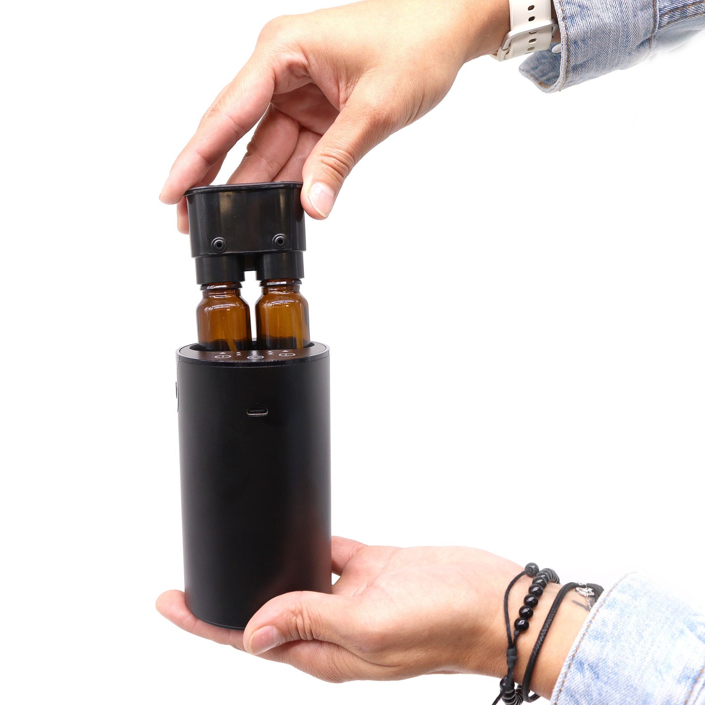 Nebulizzatore doppio (commutabile) per oli essenziali senza acqua - USB a C