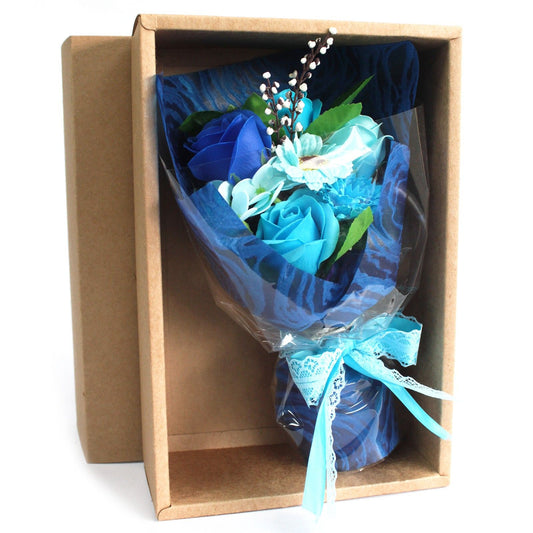 Bouquet di fiori di sapone per le mani in scatola - Blu