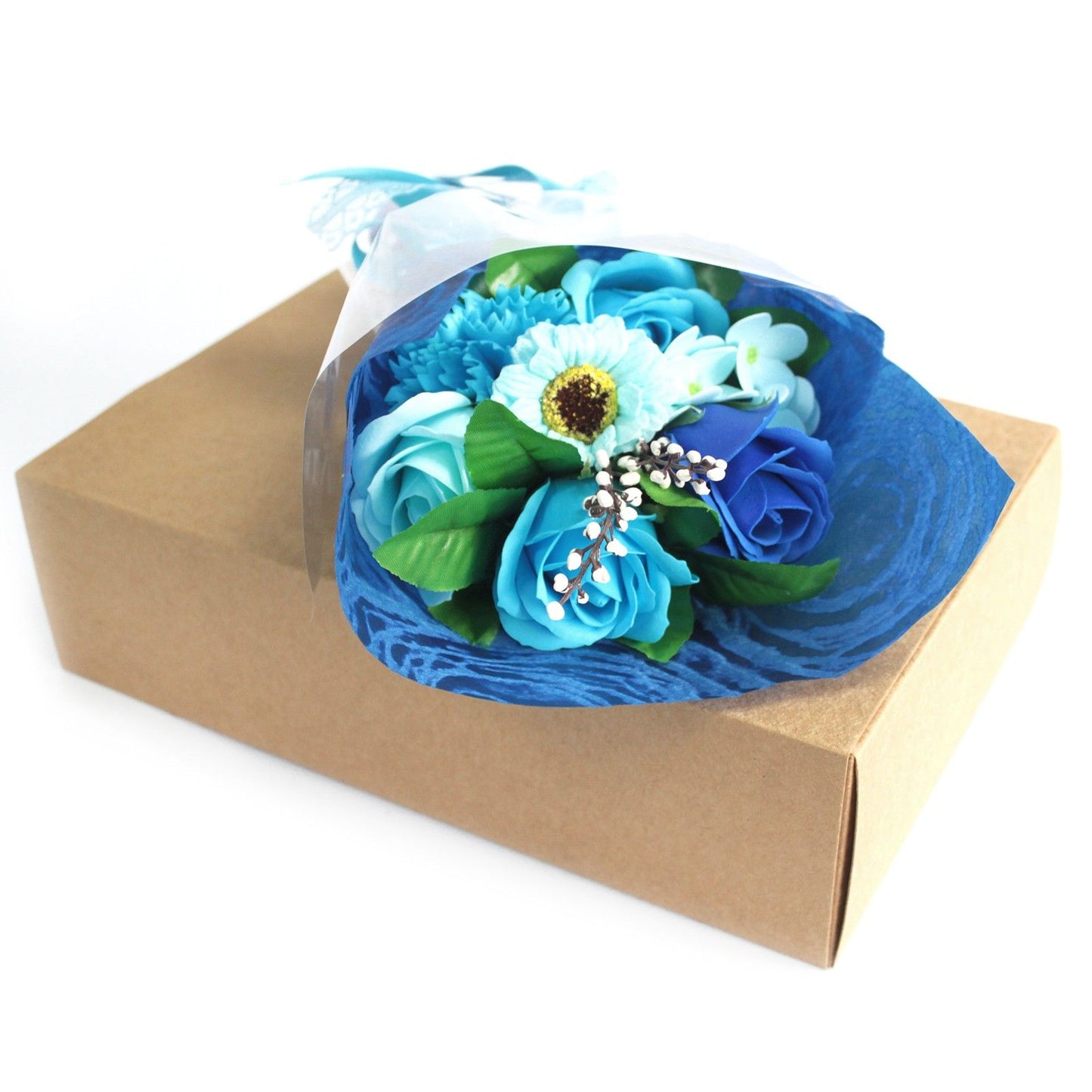 Bouquet di fiori di sapone per le mani in scatola - Blu