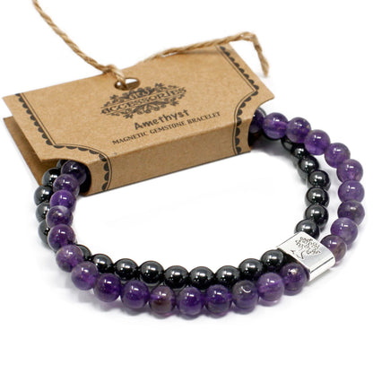 Bracciale magnetico con pietre preziose – ametista