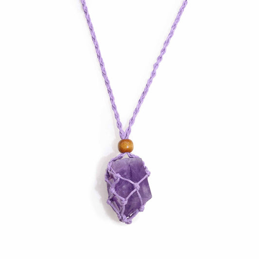 Collana con pietre preziose di cristallo, cordino da 45 cm/18 pollici - Viola