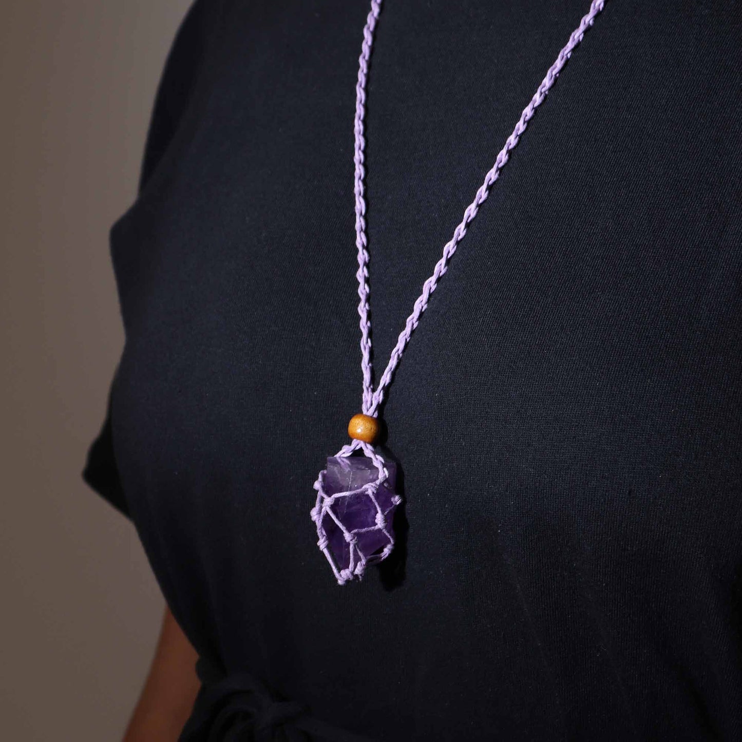 Collana con pietre preziose di cristallo, cordino da 45 cm/18 pollici - Viola