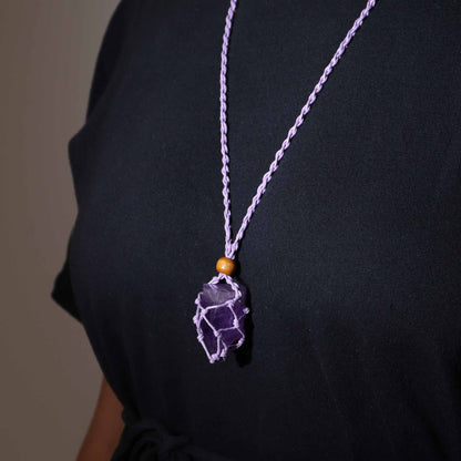 Collana con pietre preziose di cristallo, cordino da 45 cm/18 pollici - Viola