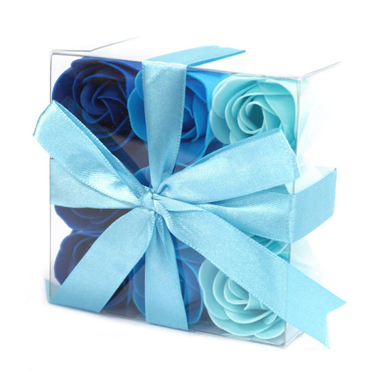 Set di 9 fiori di sapone - Rose nuziali blu