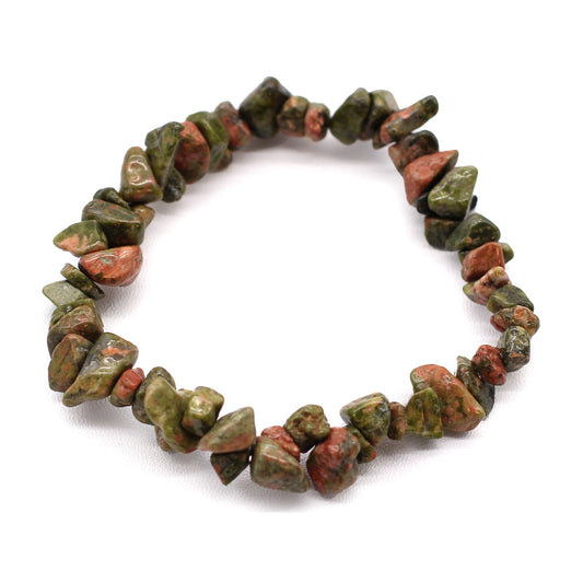 Bracciale con frammenti di pietra – diaspro verde