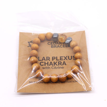 Bracciale in legno di cedro per il chakra del plesso solare con citrino