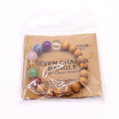 Bracciale in legno di cedro con sette chakra
