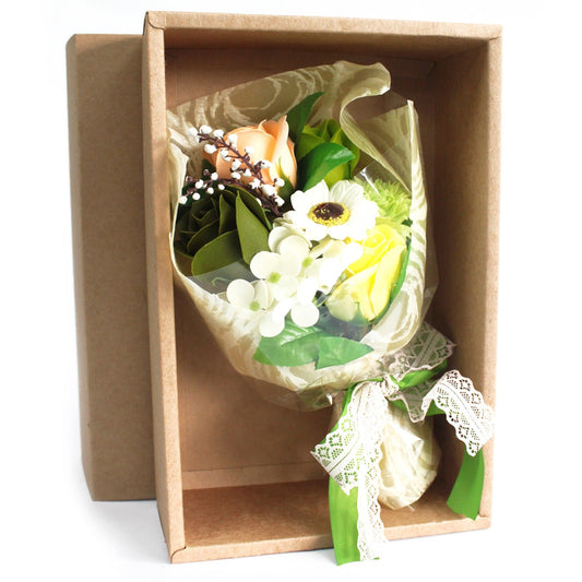 Bouquet di fiori di sapone per le mani in scatola - Verde