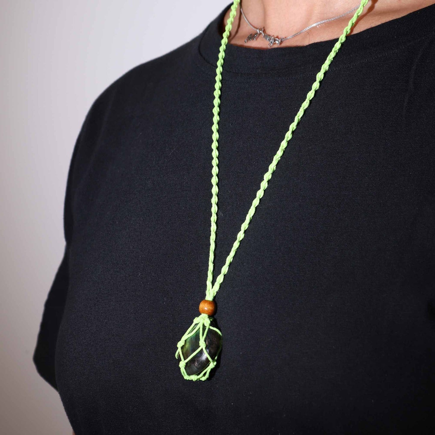Collana con pietre preziose di cristallo, cordino da 45 cm/18 pollici - Verde