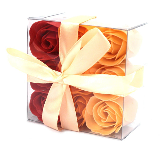 Set di 9 scatole di fiori di sapone - Rose pesca