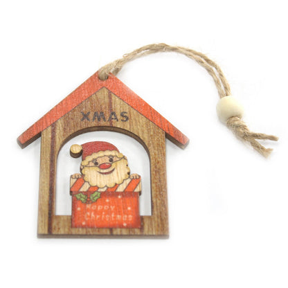 Confezione da 2 decorazioni natalizie in legno – Regalo di Babbo Natale