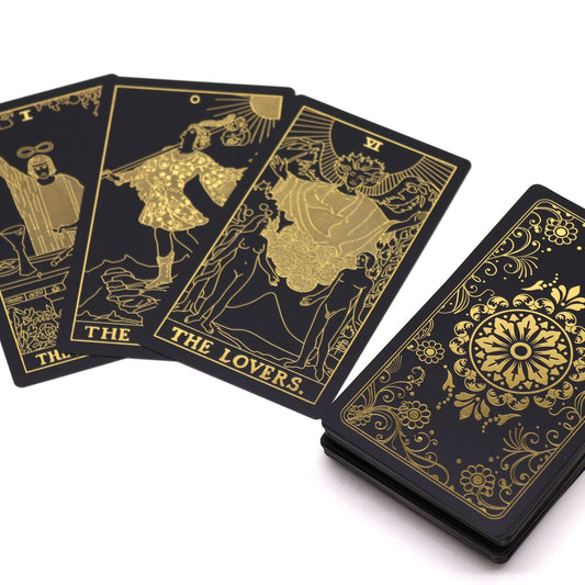 Set di tarocchi in lamina d'oro con libro - confezione regalo