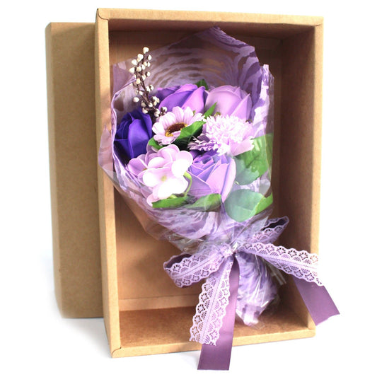 Bouquet di fiori di sapone per le mani in scatola - Viola