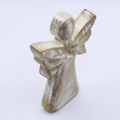 Angelo in legno di mango - Sbiancato con stella ritagliata - 18 cm