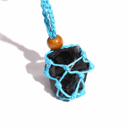 Collana con pietre preziose di cristallo, cordino da 45 cm/18 pollici - Blu