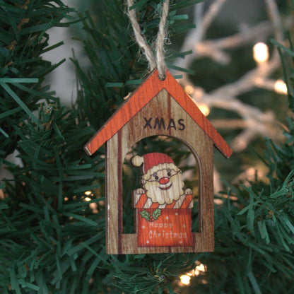 Confezione da 2 decorazioni natalizie in legno – Regalo di Babbo Natale